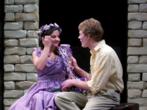 Here’s a photo from the 2010 Secondary School Shakespeare Festival at the Folger – I’m playing Perdita, with my friend Ethan as Florizel, in The Winter’s Tale