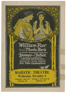 William Fox presents Theda Bara in William Shakespeare’s masterpiece Romeo and Juliet, 1916. Folger Shakespeare Library.